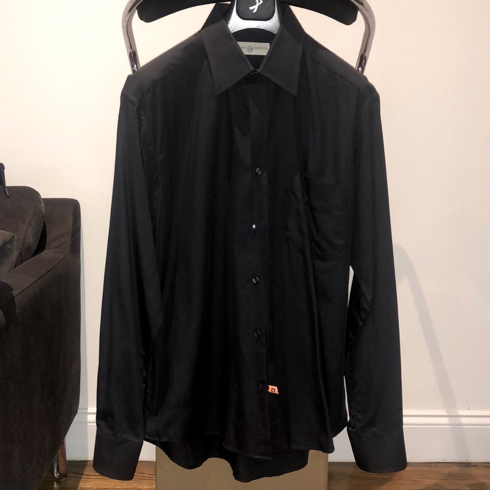 Luciano Barbera Size 16 black dress shirt